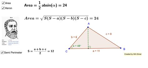 Explore more about the area of triangle formula with solved examples and interactive questions the cuemath way! Area of Triangles - Heron Formula - GeoGebra