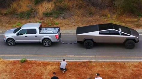 Tug Of War Challenge Tesla Cybertruck Towing A Ford F 150
