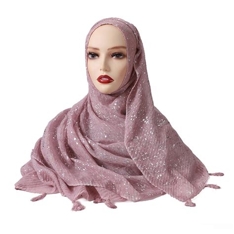 Friendly Customer Service Free Shipping Service Womens Crinkle Scarf Glitter Muslim Hijab