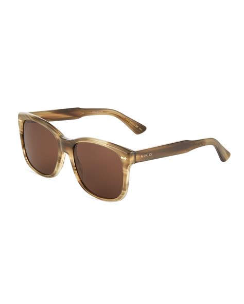 gucci oversized square acetate sunglasses in brown modesens