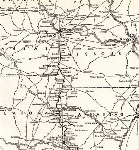 1941 Antique Louisiana And Arkansas Railroad Map Kansas City Etsy