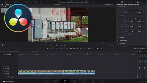 Annotations Bypass Paste Attributes Dynamic Zoom In Davinci Resolve