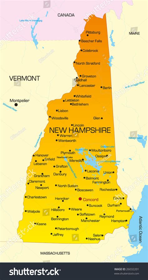 Vector Color Map Of New Hampshire State Usa 26032201