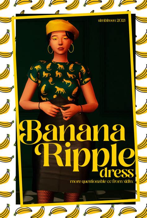 Sims 4 Xldkx Cc Banana Ripple Dress Best Sims Mods