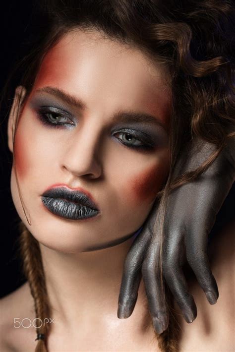 Girl With Bright Make Up Glamour Portrait Of Beautiful Woman Model