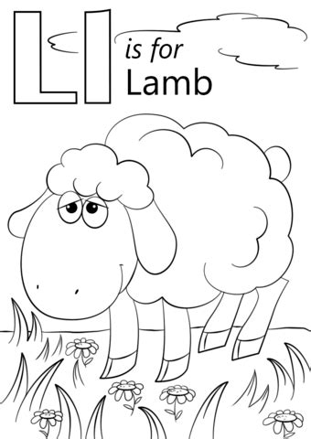 Tekeningen om te kleuren voor volwassenen letter e dieren. Letter L is for Lamb coloring page from Letter L category ...