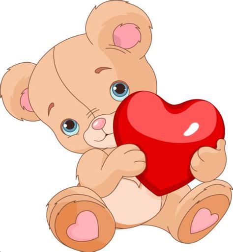 Teddy Bear With Red Heart Vector Free Download