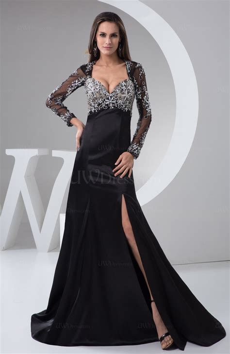 Black With Sleeves Evening Dress Formal Long Sleeve Luxury Sparkly Semi