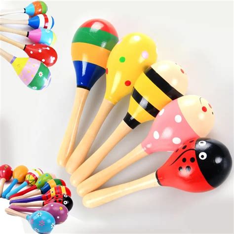 2019 Colorful Wooden Maracas Baby Child Musical Instrument Rattle