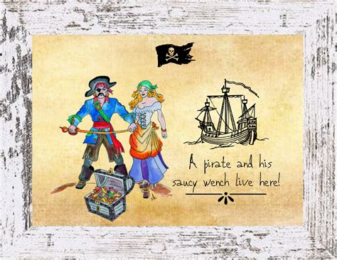 Pirate And Wench Coastal Decorpirate And Wench Framed Art Printboho