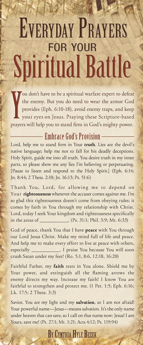 Everyday Prayers For Your Spiritual Battle 50 Pack Spiritual Warfare