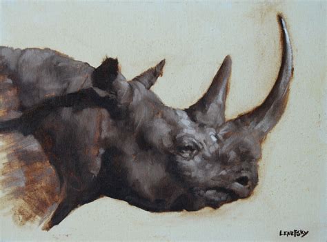 Rhinoceros Art Original Rhinoceros Painting In Burnt Umber And White