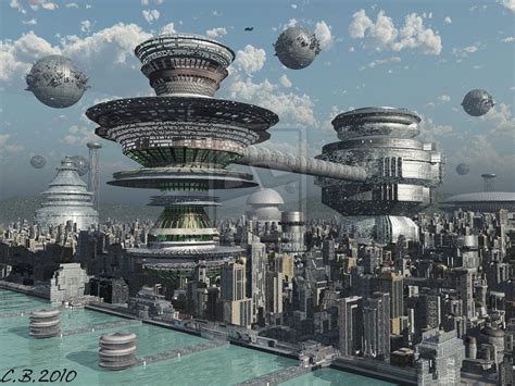 An Image Of A Futuristic City In The Sky