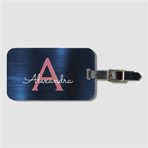 Rose Gold Brushed Metal Monogram Name And Initial Luggage Tag Zazzle