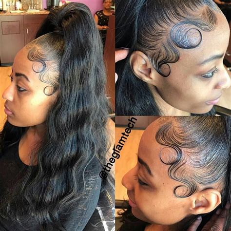 Who said that a woman can't have cool short if you use gels, use only the hair products that were designed for the african american hair. Do you love her edge?😍 #edge#fleek#goals#wave | Black ponytail hairstyles, Edges hair, Black ...