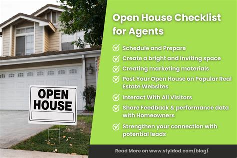 open house checklist for real estate agents