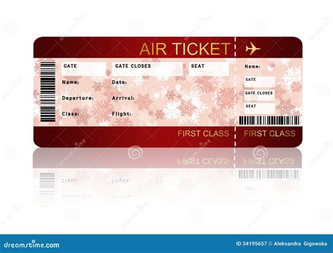Christmas airline boarding pass ticket isolated over white stock illustration