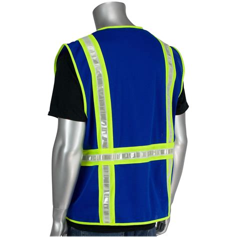 Personal protection equipment> safety vest sku: PIP 300-1000 Non-ANSI Two-Tone Surveyor Safety Vest - Blue ...