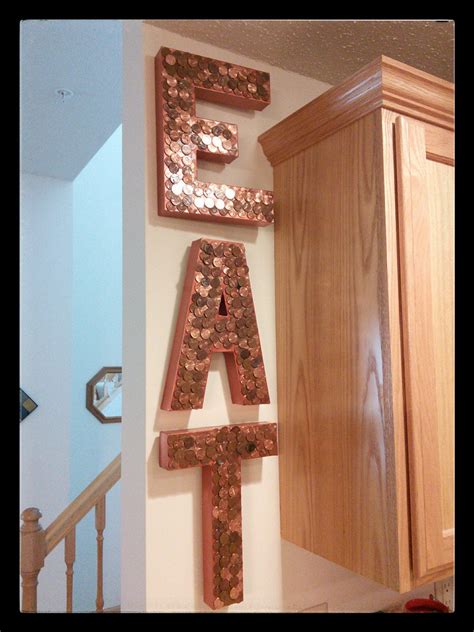 Decorative painting techniques for interior walls. Kitchen Wall Decor Large Copper Penny EAT Sign