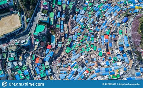 Gamcheon Culture Village Aerial View Colorfull Mountain Village In