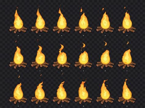 Burning Bonfire Animation Hot Fire Outdoor Campfire And Bonfires