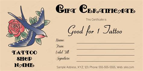 Check out customize a visa gift card on teoma. Love Bird Tattoo Gift Certificate Template