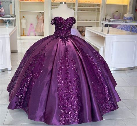 sexy dark purple 2022 baljurk quinceanera prom dresses bling lovertjes kant patroon applique off