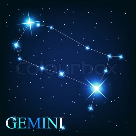 Wann hat man welches sternzeichen? Vektor der gemini Sternzeichen der schönen hellen Sternen ...