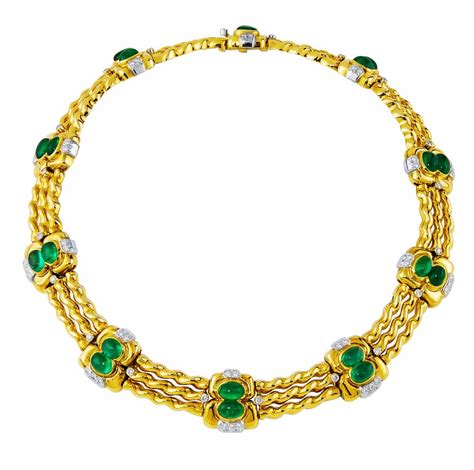 Cabochon Emerald And Diamond Necklace Kaufmann De Suisse Diamond
