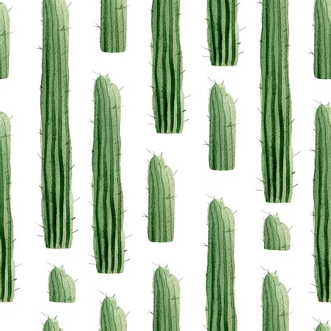 Premium Photo Vertical Cacti Watercolor Seamless Pattern