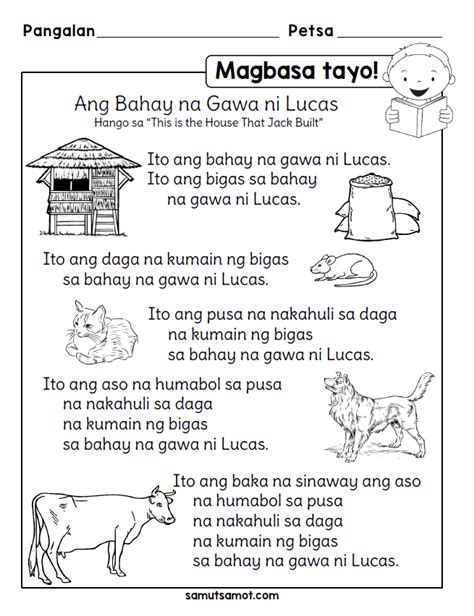Worksheet For Grade 1 Filipino Pagbasa Xoxo Therapy