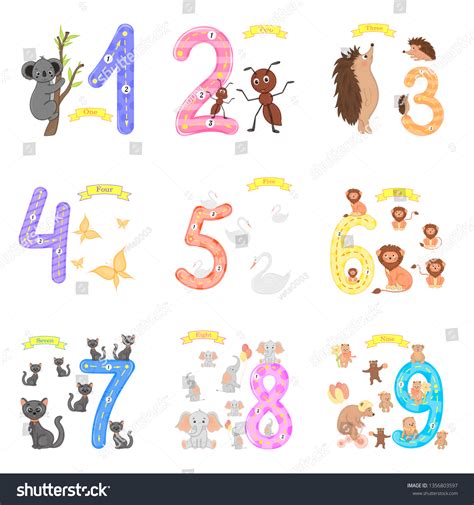 Vektor Stok Childrens Learning Count Write Study Numbers Tanpa Royalti
