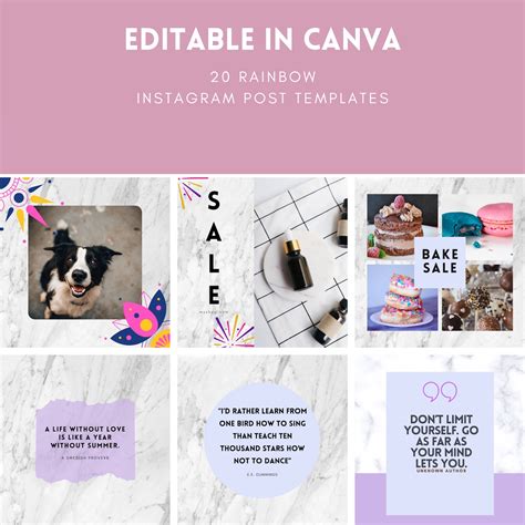 19 Instagram Post Templates For Canva Creative Ig Quotes Etsy