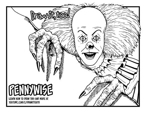 Pennywise coloring pages ideas with printable pdf. How to Draw PENNYWISE THE CLOWN (IT 1990 TV Mini-Series ...