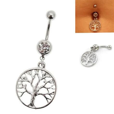 14 Ga 2 Pcspack Stainless Steel Copper Life Tree Bell Button Body Piercing Sex Belly Ring For