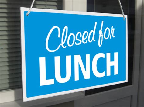 Closed For Lunch Closed Back In 10 Minutes Hanging Shop Door Sign