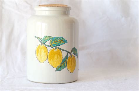 Free shipping on qualified orders. Vintage White Stoneware Jar with Citrus Decor, Cork Lid ...