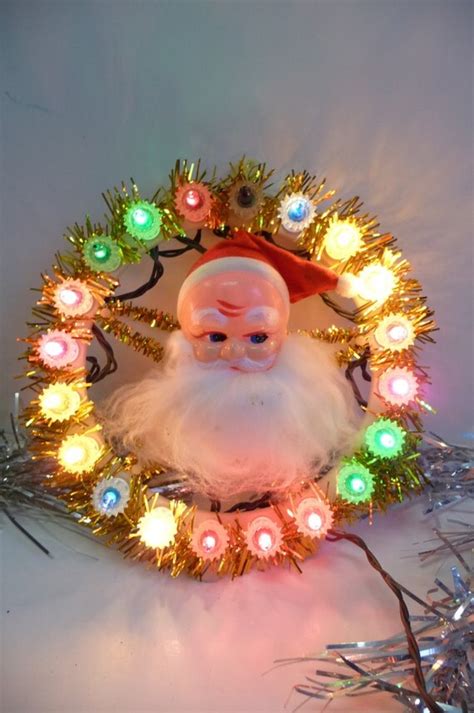Vintage Christmas Santa Window Light Up Hanging Ornament
