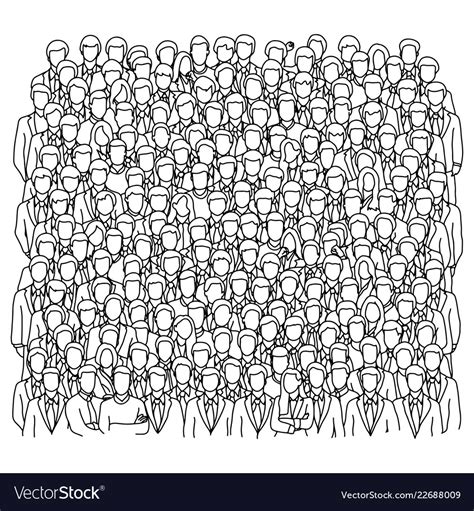 Crowd Of Businesspeople Sketch Royalty Free Vector Image