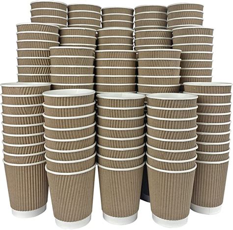 100 Pack Of 8oz Ripple Paper Cups Disposable Kraft Cups For Hot And