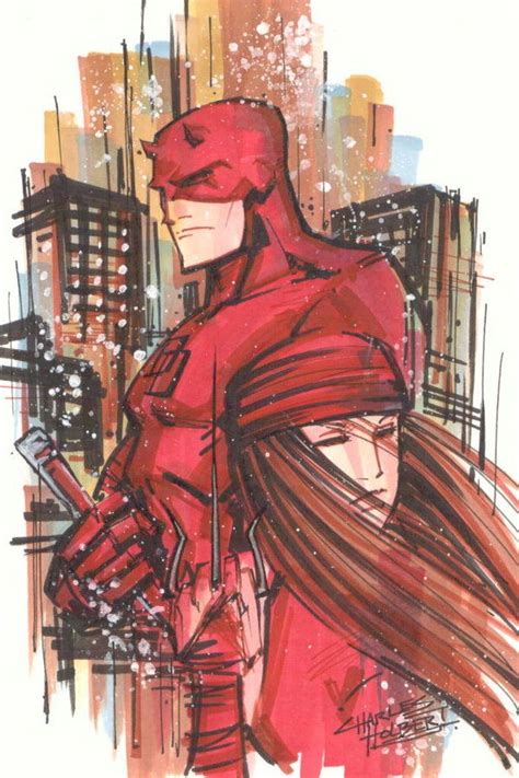 Daredevil And Elektra Artwork By Charles Holbert 2008 Daredevil