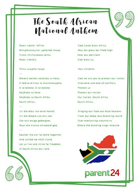 Print The Words To The South African National Anthem Life