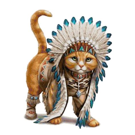 Cat Kitty In Native American Indian Head Dress War Etsy Hand