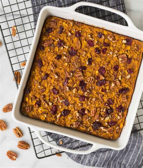 pumpkin baked oatmeal with maple and pecans