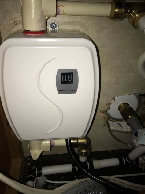 Tankless water heater, camplux constant propane water heater, 3.18 gpm on demand water heater, instant hot water heater, indoor, black 4.3 out of 5 stars 193 2 offers from $399.99 Inline Tankless Electric Water Heater Install - Truck ...