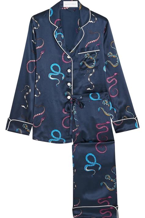 Olivia Von Halle Lila Nasra Printed Silk Satin Pajama Set Sumally