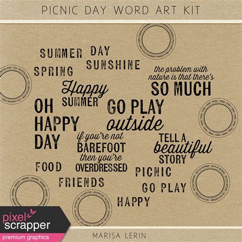 Picnic Day Word Art Kit By Marisa Lerin Graphics Kit Digitalscrapbook