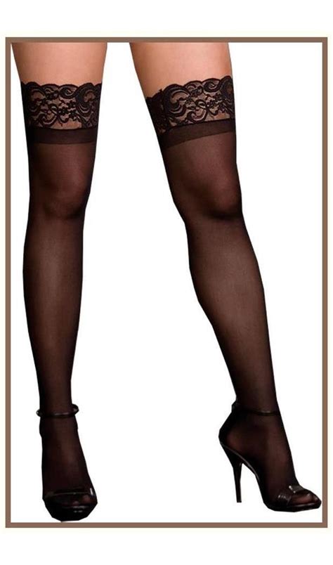 Thigh High Sheer With Lace Black Queen SpicyLegs