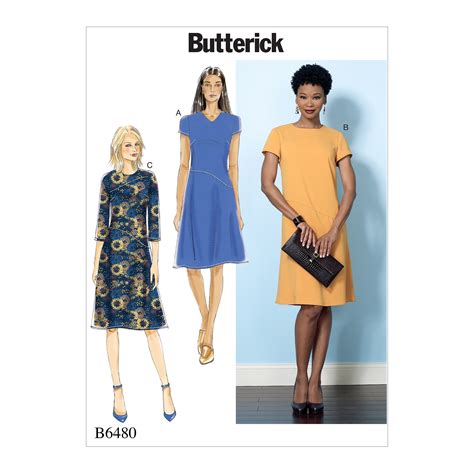 Butterick Pattern Misses Fitted Dresses With Hip Detail Neck And Sleeve Vari 14 16 18 20 22