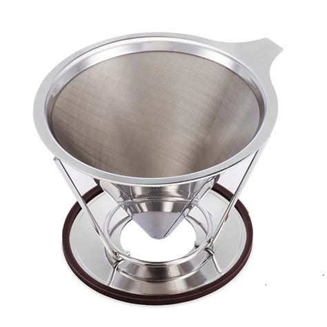 Stainless Steel Coffee Filter Reusable Cone Dripper Coffee Stand Metal
